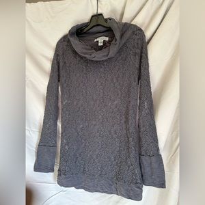 Ruff Hewn gray lace cowl neck over lay